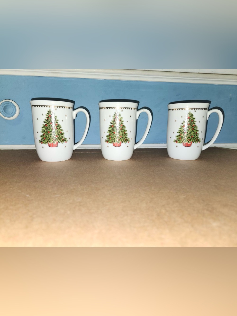 George Good Festive White Ceramic Christmas Tree Mugs - Set of 3